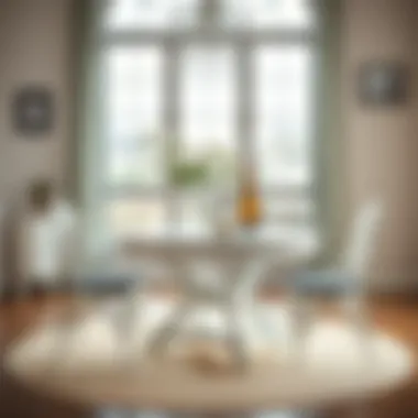 Stylish white dining table adorned with decorative items.