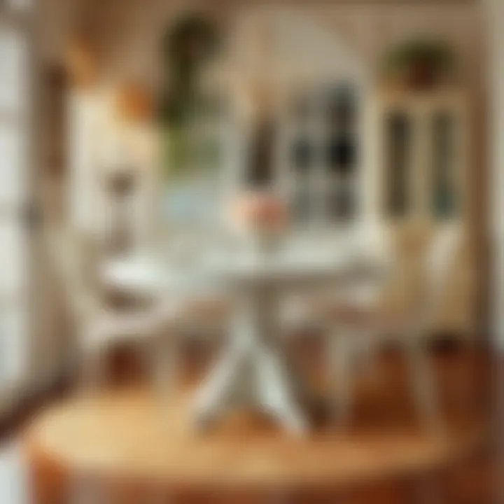 Chic white wrought iron dining space with floral accents.