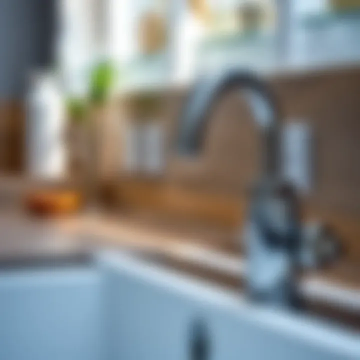 Detailed view of a sink splash guard showcasing materials