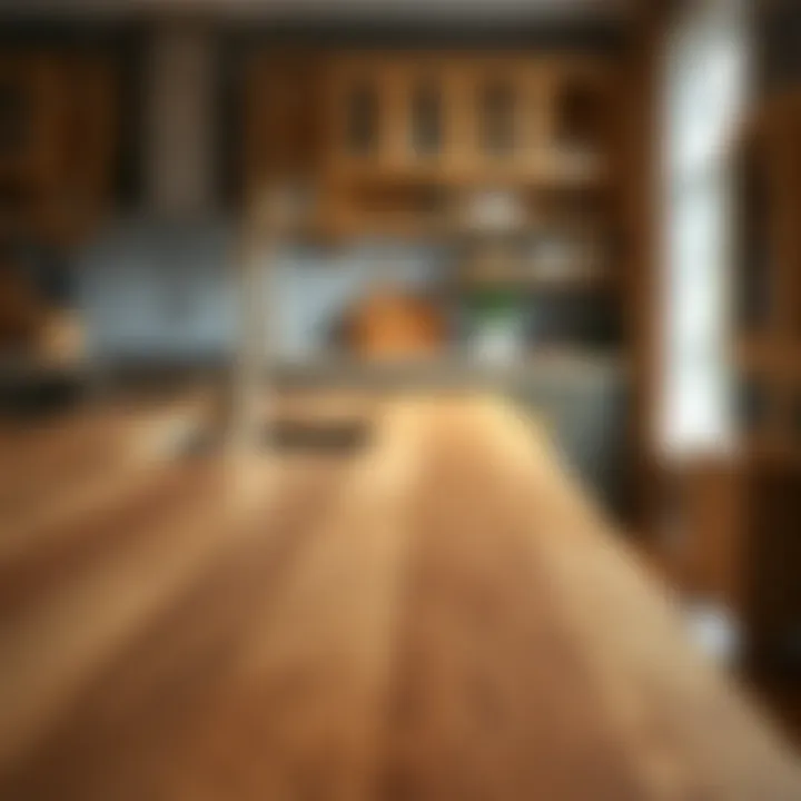 Elegant butcher block countertop showcasing natural wood grain