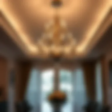 Chic chandelier illuminating a dining room