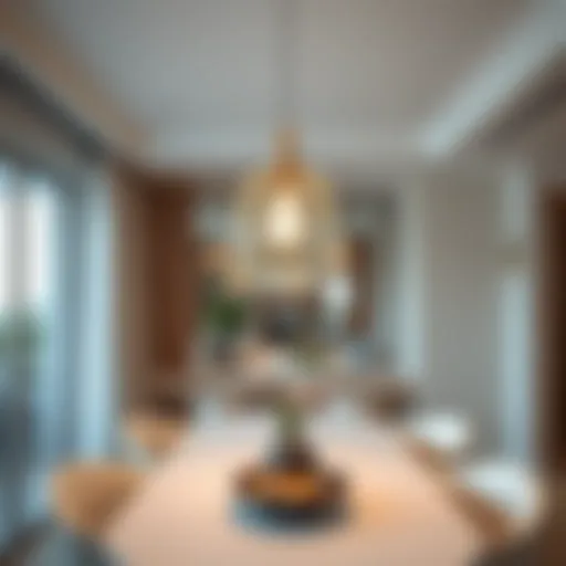 Stylish pendant lighting above a dining table