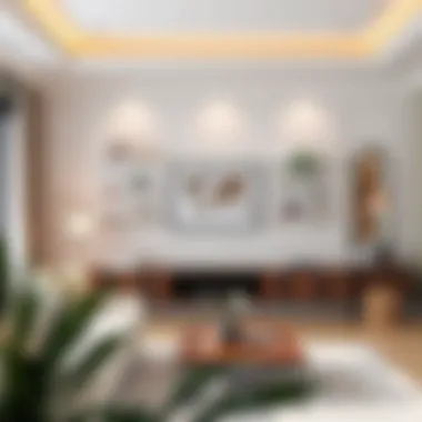 Elegant installation of wall shelves in a living room