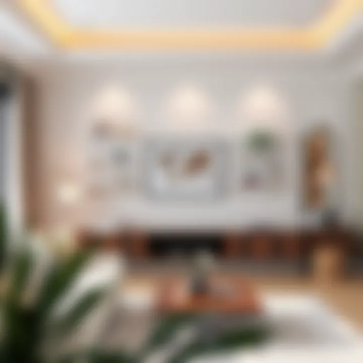 Elegant installation of wall shelves in a living room