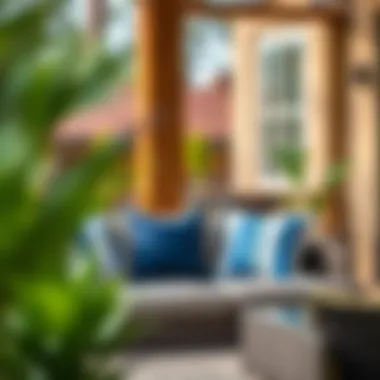 Stylish Outdoor Cushions on a Patio Stylish outdoor cushions enhancing a patio setup