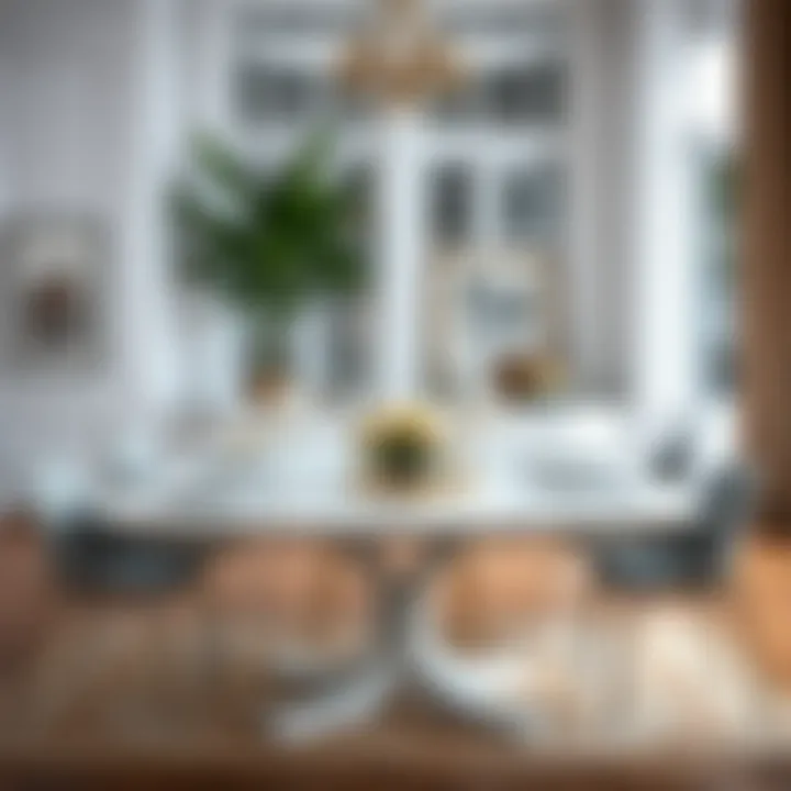 White extendable table set for a dinner party