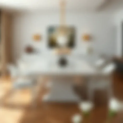 Stylish Dining Experience Elegant white extendable table in a modern dining room