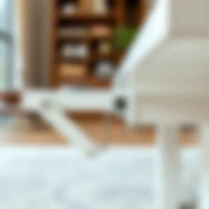 Close-up of the mechanism of an extendable table