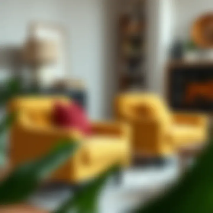 Accent chairs in a vibrant color complementing the living room decor