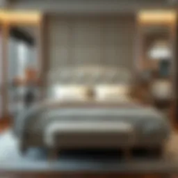 Elegant king size bed with luxurious bedding