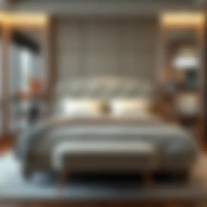 Elegant king size bed with luxurious bedding