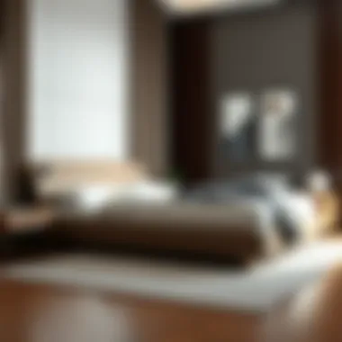 Stylish king size bed frame in modern bedroom