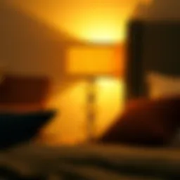 Elegant bedside lamp illuminating a cozy bedroom