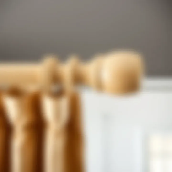 Close-up of a beige curtain rod showcasing its material and finish