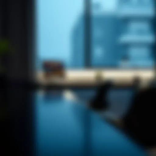 Modern black computer desk in a stylish workspace