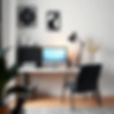 Stylish accessories beside a black and gray desk