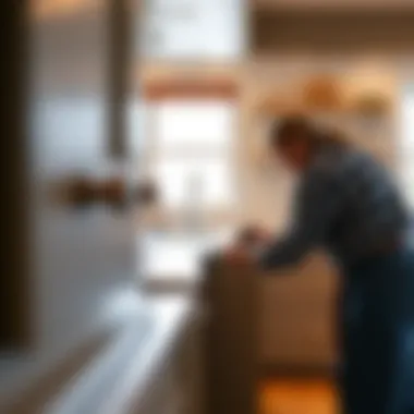 Expert Cabinet Installation Expert installation of cabinetry highlighting precision and care