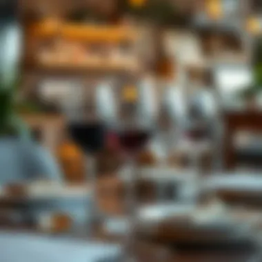 A set of cafe wine glasses with various materials on a dining setup