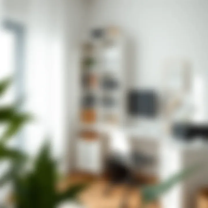 An inspiring workspace with minimalist design and innovative storage solutions