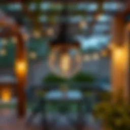 Elegant deck pendant light illuminating a patio