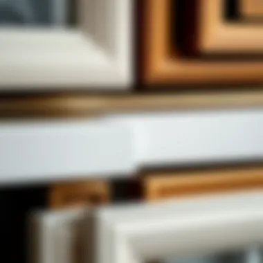 Close-up of various materials used for 17x24 picture frames