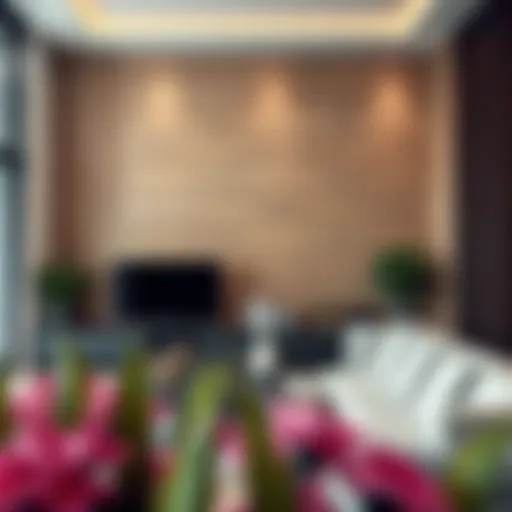 Elegant faux wood paneling enhancing a modern living space