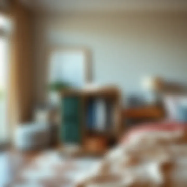 Compact rolling organizer placed in a stylish bedroom