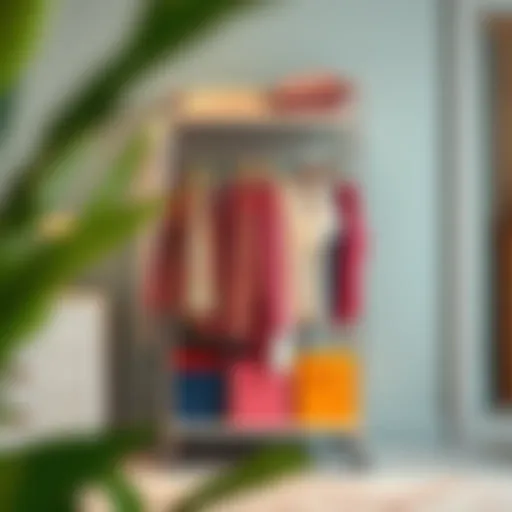 Elegant rolling clothes organizer with vibrant colors