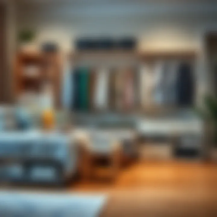 Organized living space enhanced by rolling clothes organizers