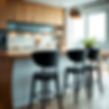 Elegant Black Counter Stools in a Modern Kitchen Elegant black counter stools in a modern kitchen setting