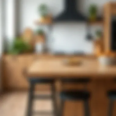 Stylish Black Counter Stools with Rustic Wooden Countertop Stylish black counter stools paired with a rustic wooden countertop