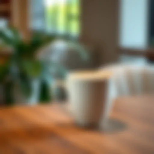 Elegant ceramic latte mug on a wooden table