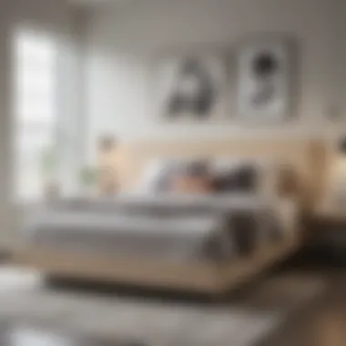 Modern platform bed frame with minimalist design and neutral colors