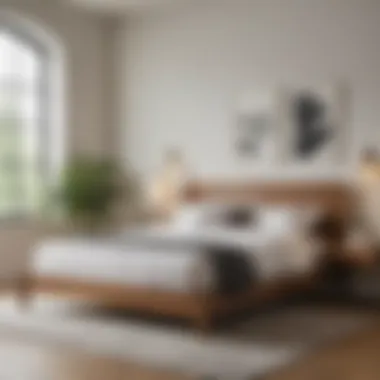 A variety of platform bed frames displayed in a showroom setting