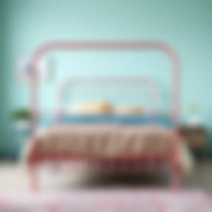 Stylish Pink Metal Bed Frame with Vibrant Bedding Stylish pink metal bed frame with vibrant bedding