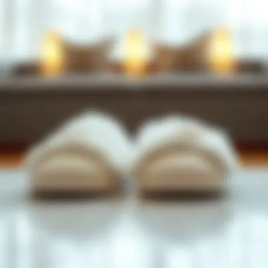The Elegance of Design in White Hotel Slippers Sophisticated design of white hotel slippers showcasing elegance