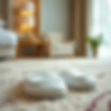 Luxurious Comfort in a Hotel Setting Luxurious white hotel slippers on a plush carpet