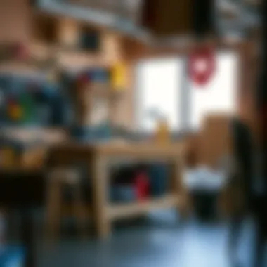 A well-organized workspace featuring an affordable work bench with tools and materials