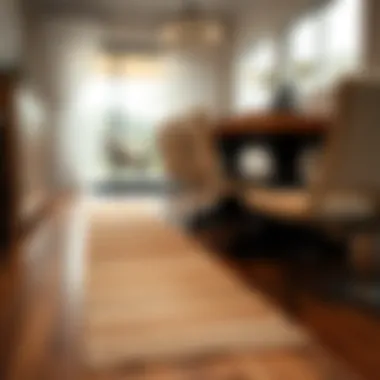 Textured runner complementing a contemporary dining space