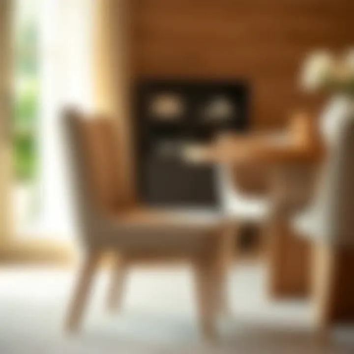 Beige side chair paired with a wooden dining table