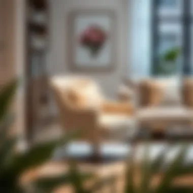 Elegant beige side chair in a modern living room setting