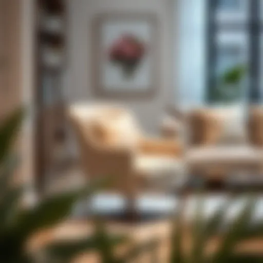 Elegant beige side chair in a modern living room setting