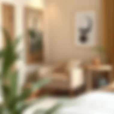 Stylish beige side chair in a cozy bedroom corner