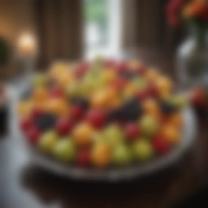 Elegant glass platter adorned with fruits