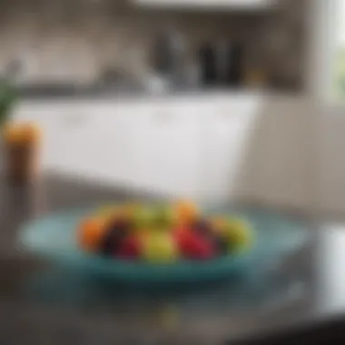 Tastefully designed glass platter in a kitchen setting