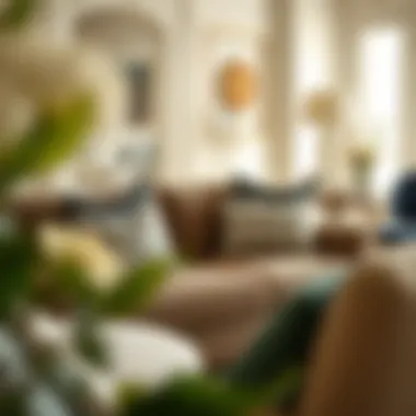 Patterned Slipcovers Enhancing Sofa Aesthetics A beautifully arranged sofa adorned with patterned 18x18 slipcovers