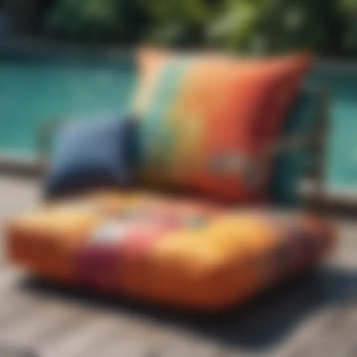 Luxurious outdoor cushion showcasing vibrant colors and textures