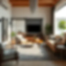 An elegantly designed indoor-outdoor carpet in a modern living space