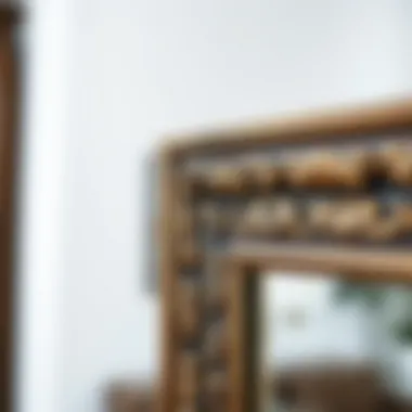 Detailing of a Decorative Mirror Frame Close-up of intricate frame design on a large mirror