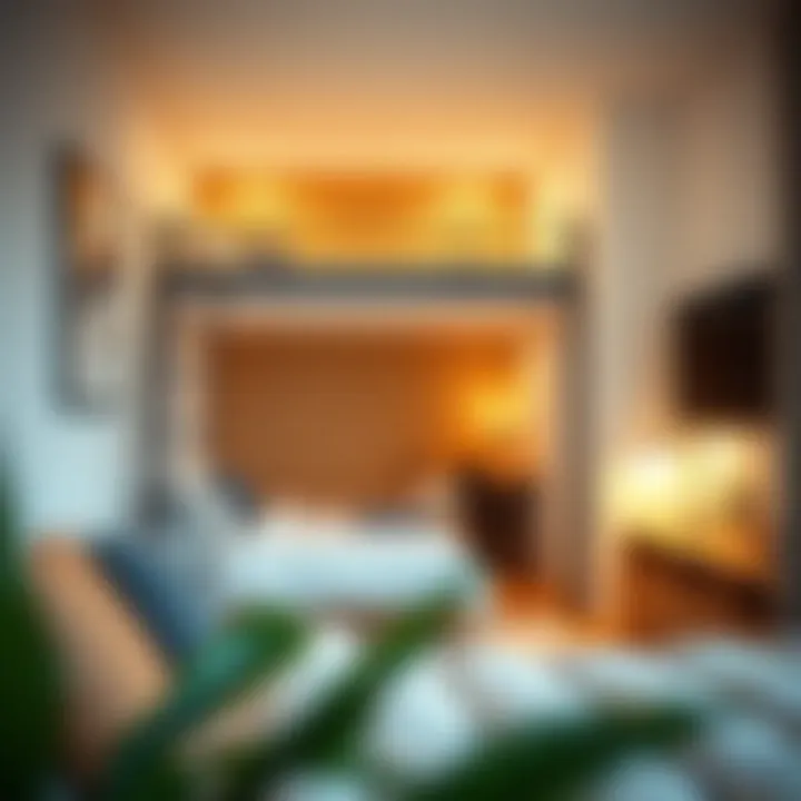 Compact living space utilizing loft bed and desk